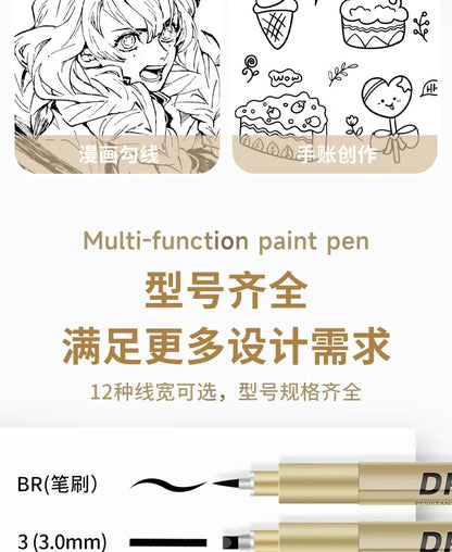 Manga Black Fineliner Marker Set – 1/6/9/12PCS Fine Tip Drawing Pens for Sketching, Comics & Art