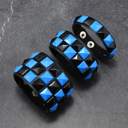 3-Piece Leather Bracelet Set – Wide Rivet Studded Wristbands for Men & Women | Vintage Punk Fashion Jewelry Gift