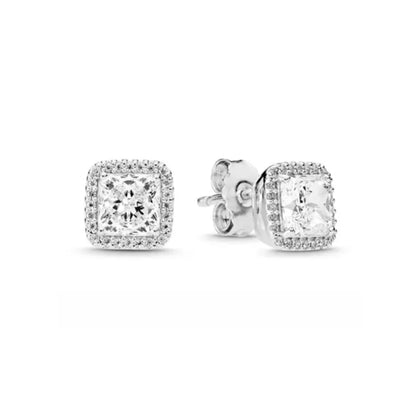 Juego de pendientes de tuerca de plata de ley 925 con hoja cuadrada, sol y luna para mujer, exquisito regalo de joyería europea