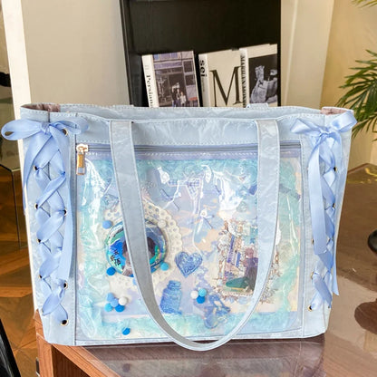 Bolsa Ita Japonesa Y2K para Mujer – Bonito Bolso de Hombro Transparente Lolita, Bolso Cruzado Grande de Exhibición DIY, Cartera de Moda Kawaii para la Escuela, Viajes y Uso Diario