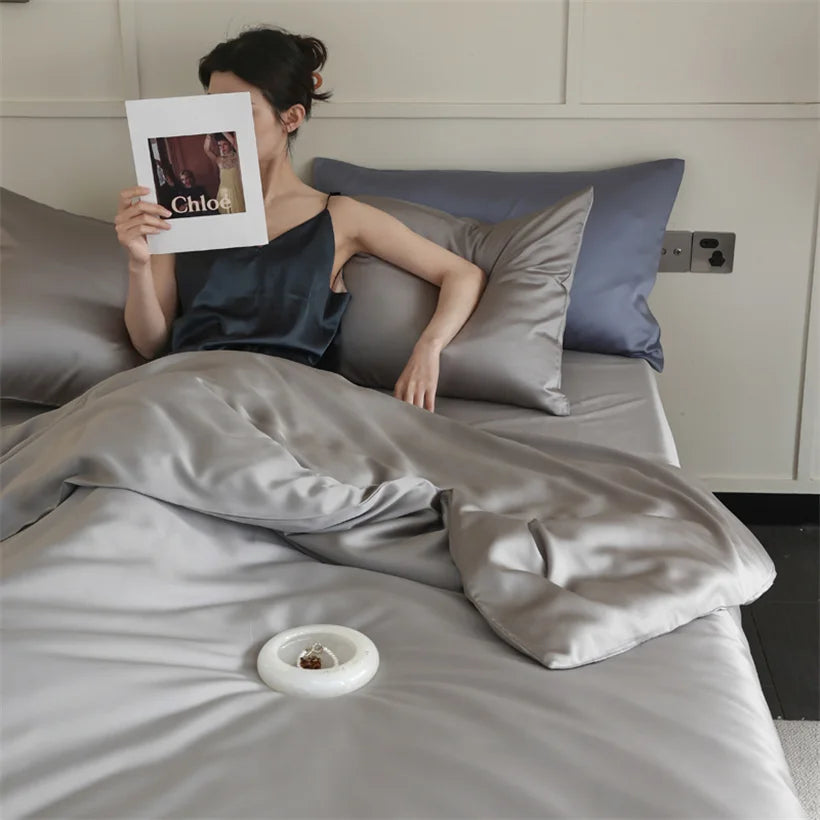 100% Mulberry Silk Bedding Set – Luxury Duvet Cover, Bed Sheet & Pillowcase Set