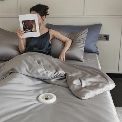100% Mulberry Silk Bedding Set – Luxury Duvet Cover, Bed Sheet & Pillowcase Set