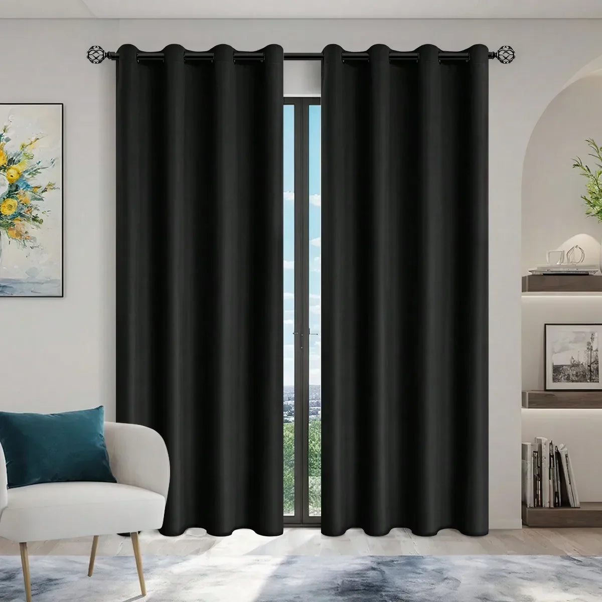 100% Blackout Grommet Curtain Panel – Total Privacy Window Drapes for Bedroom & Living Room