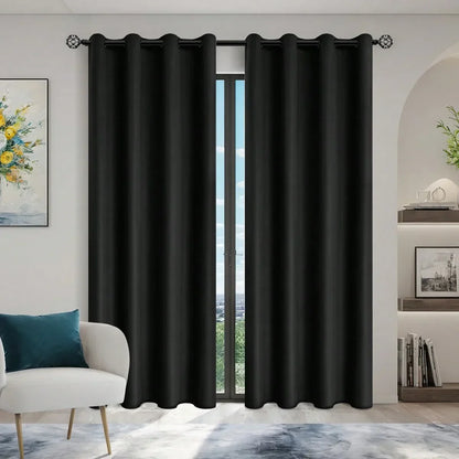 100% Blackout Grommet Curtain Panel – Total Privacy Window Drapes for Bedroom & Living Room