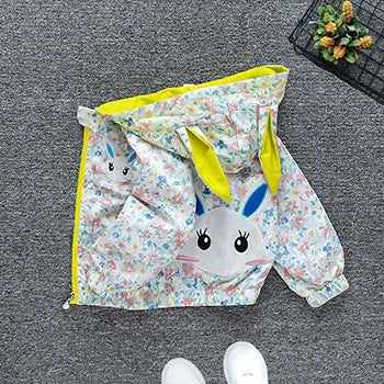 Cute Cartoon Animal Kids Jacket, Hooded Windbreaker for Baby Boys and Girls Ages 1-6, Lightweight Spring and Autumn Zipper Coat