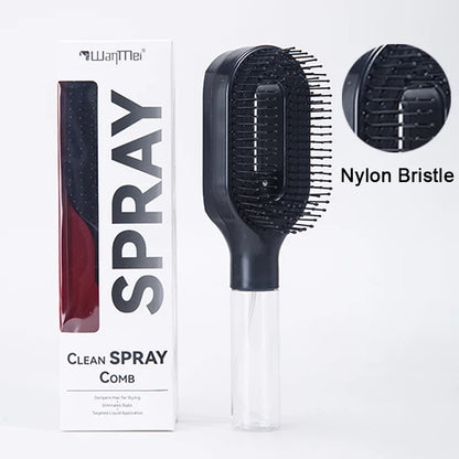 2-in-1 Detangling Spray Hair Brush with Water Mist Bottle – Anti-Static Scalp Massage Comb for All Hair Types