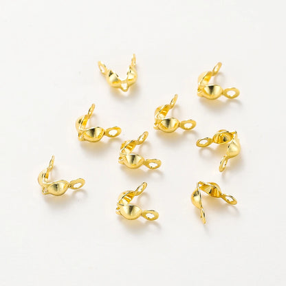 14K & 18K Gold Plated Double Hole Crimp End Clasp Beads – Open Cover Connector Beads for DIY Necklace & Jewelry Making