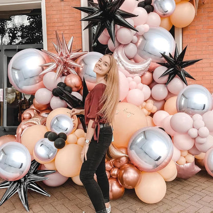 Globos metálicos redondos de aluminio 4D – Decoraciones para fiestas de cumpleaños, bodas y revelaciones de género en oro rosa y plata