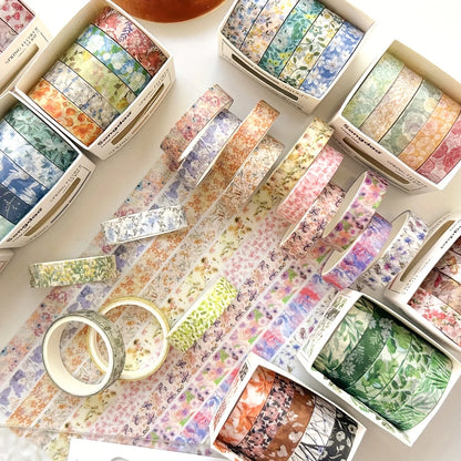 5 Rolls Romantic Flower Washi Tape Set – Cute Floral Decorative Tape for Journaling, Scrapbooking, Diary & Student DIY Crafts