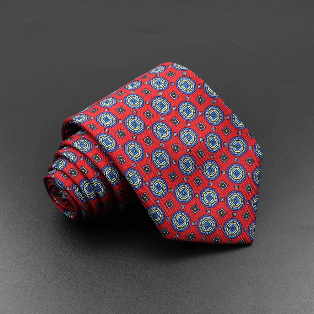 Men's 7.5cm Soft Silk Necktie – Floral & Dot Pattern Tie for Weddings, Business, Parties & Formal Wear