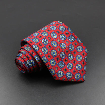 Men's 7.5cm Soft Silk Necktie – Floral & Dot Pattern Tie for Weddings, Business, Parties & Formal Wear