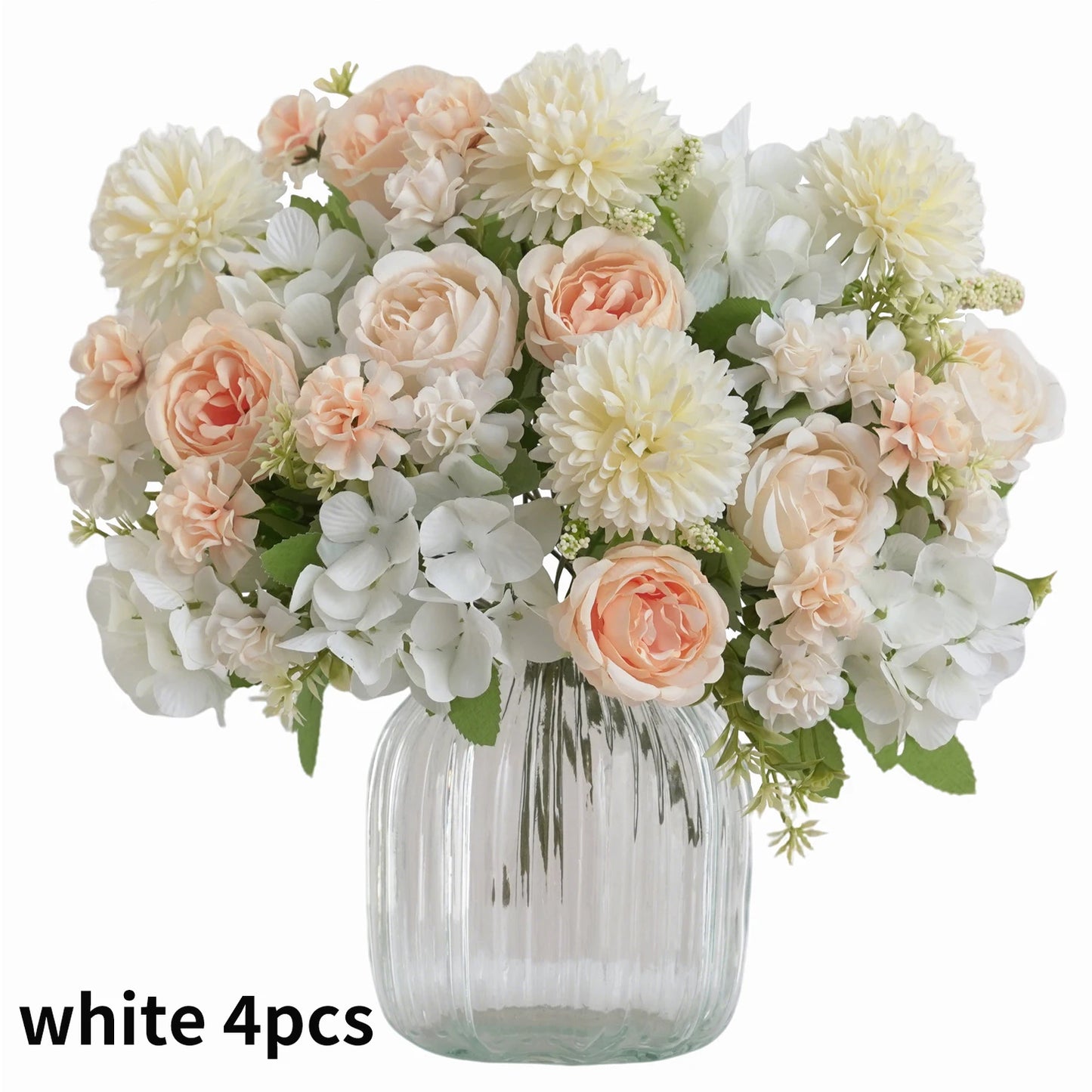 Ramo de flores artificiales realista – Arreglo floral sintético de peonía, crisantemo e hortensia con tallos, decoración reutilizable para el hogar, decoración para bodas y accesorios de fotografía