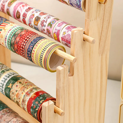 Organizador de escritorio de madera – Estantería de almacenamiento multicapa para material de oficina, pegatinas y joyas