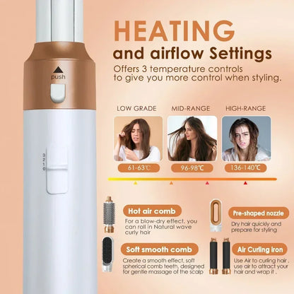 5-in-1 Hair Dryer & Styling Tool Set – Professional Hot Air Brush, Curling Iron, Hair Straightener & Volumizing Comb for Home & Salon Use