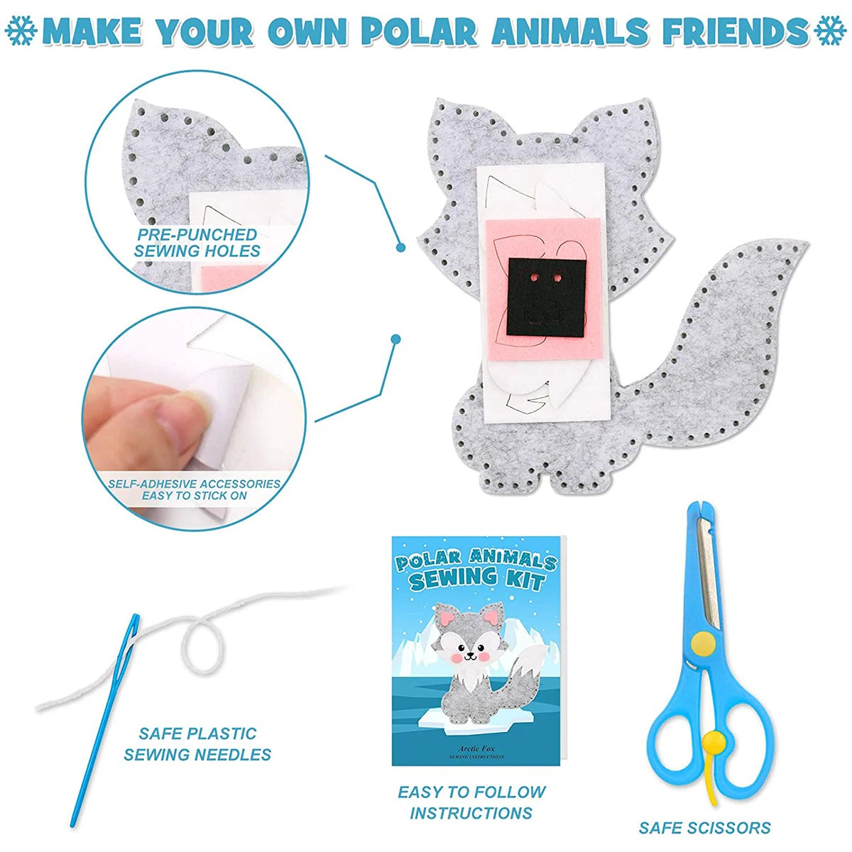 Kit de costura de animales del bosque para niños – Juego de manualidades de fieltro para principiantes, juguete educativo de costura, regalo de aprendizaje creativo y artístico para niñas