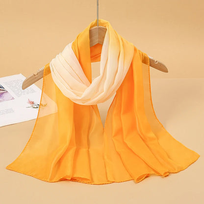 Women's Printed Chiffon Scarf Shawl – Lightweight Silk-Feel Long Wrap for Beach, Travel & Outdoor Wear, Fashion Headband Accessory