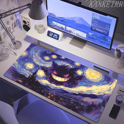 XXL Pokémon Gengar Purple Gaming Mouse Pad – Extended Kawaii Desk Mat (900×400 Keyboard & Mouse Rug for PC & Laptop Setup)