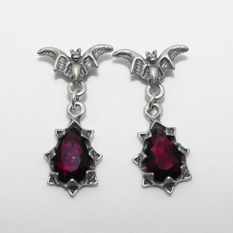 Gothic Bat Zircon Earrings – Dark Night Punk Rock Hip Hop Jewelry for Men & Women, Fashion Statement Earrings & Alternative Accessories