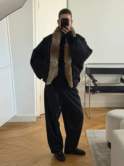 Women's 2026 Winter Thick Padded Coat Faux Fur Collar Long Sleeve Zipper Jacket Oversized Loose Fit Warm Casual Outerwear for Women