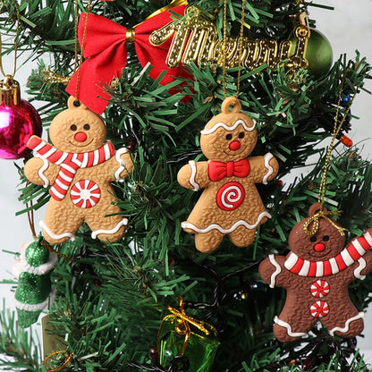 6/12PCS Gingerbread Man Christmas Pendants – DIY Xmas Tree & Gift Box Decorations for Holiday Scenes, New Year Gifts & Party Supplies