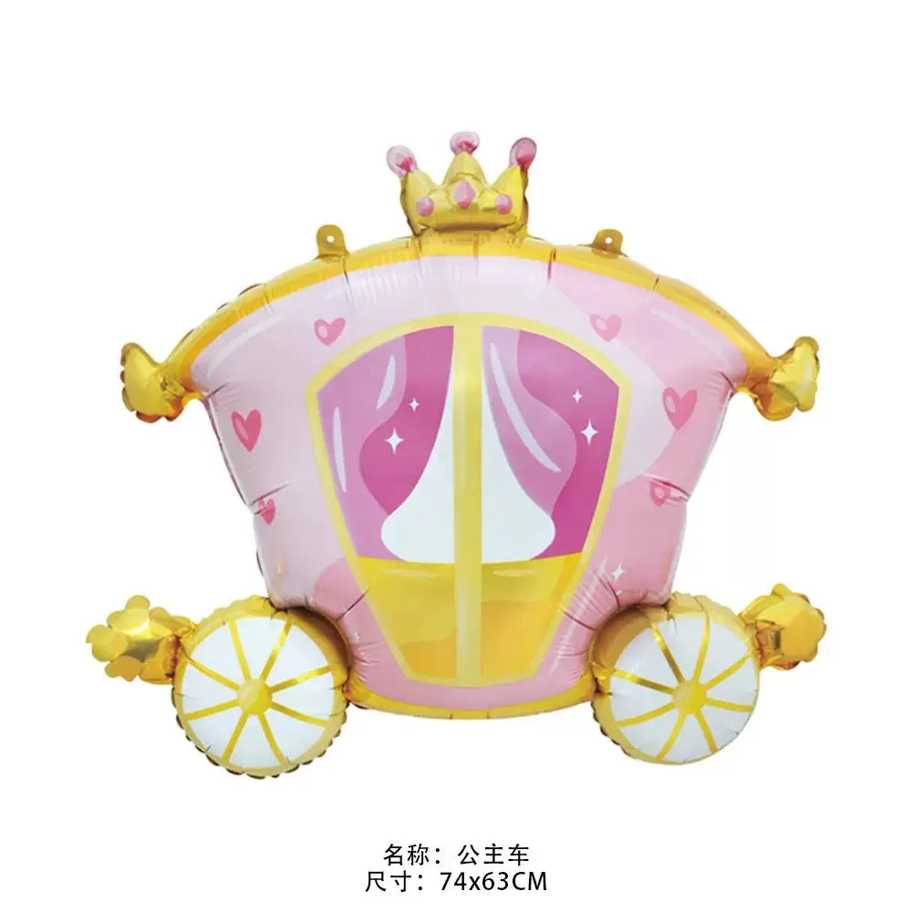 Globos de aluminio de castillo de princesa y calabaza – Decoraciones de fiesta de aluminio para cumpleaños y baby showers de niños