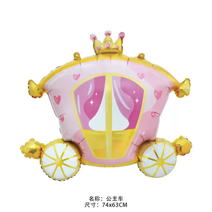 Globos de aluminio de castillo de princesa y calabaza – Decoraciones de fiesta de aluminio para cumpleaños y baby showers de niños