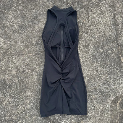 Women’s Scrunch Back Yoga Jumpsuit Shorts Set – Solid Color Zipper Gym Fitness One-Piece Sportswear