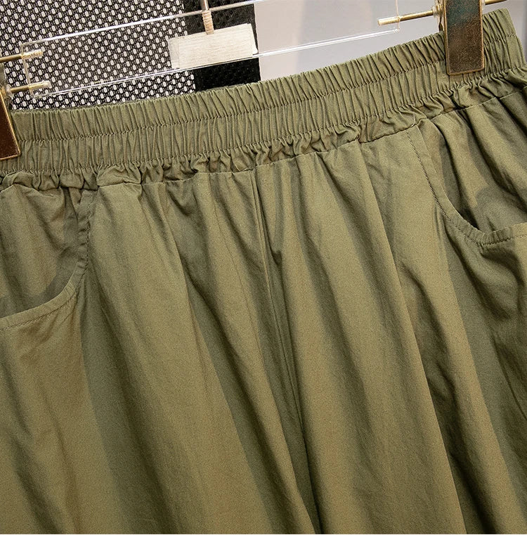 Pantalones sueltos de pierna ancha de talle alto cómodos e informales para mujer de talla grande, estilo retro japonés, pantalones de farol