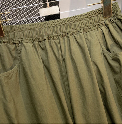 Pantalones sueltos de pierna ancha de talle alto cómodos e informales para mujer de talla grande, estilo retro japonés, pantalones de farol