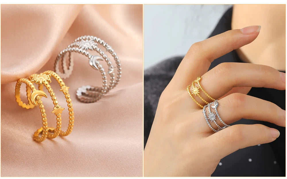 Bague Skyrim en acier inoxydable cœur géométrique pour femme, réglable, ouverte, pour fête, esthétique