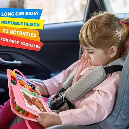 Montessori Felt Busy Board – Kids Travel Quiet Book for Dressing Skills, Sensory Learning & Fine Motor Activities