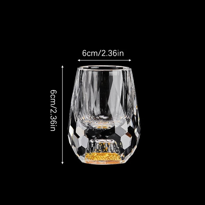Luxury Crystal Glass Cup with Gold Foil Double Bottom, Vodka Shot Glass, Sake and Shochu Drinking Cup, Liqueur Glass, Elegant Tea Cup, Premium Bar Drinkware Gift