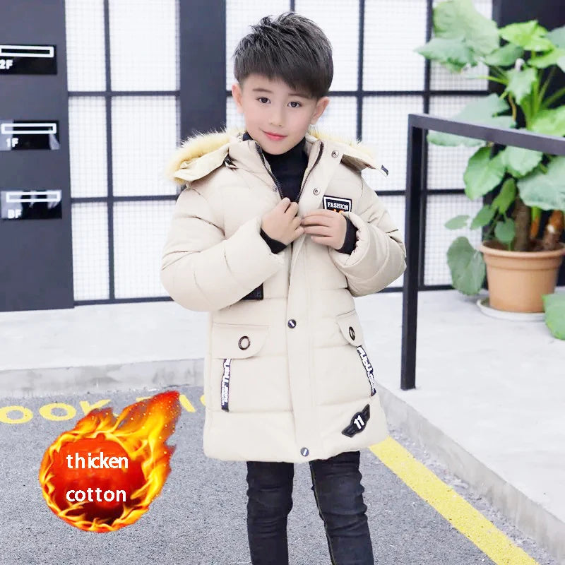 2026 Kids Winter Jacket, Thick Cotton-Padded Hooded Coat for Toddler Boys and Teens, Warm Down-Style Parka for Children