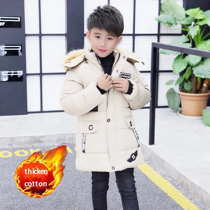 2026 Kids Winter Jacket, Thick Cotton-Padded Hooded Coat for Toddler Boys and Teens, Warm Down-Style Parka for Children