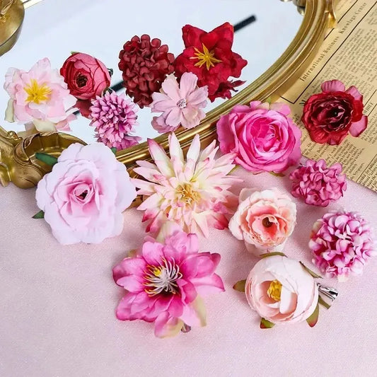 Flores artificiales de seda de rosas – Set de 3/21 unidades de rosas falsas para ramos de bricolaje, bodas y decoración del hogar
