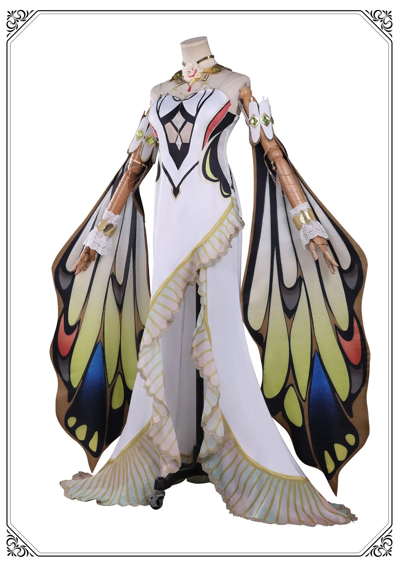 C.C. Cosplay Costume – Code Geass Black Lace Butterfly Long Dress Set with Wig (Anime Roleplay Outfit)