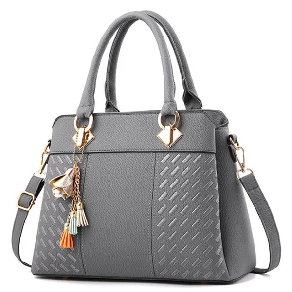 Gusure Luxury Women's Embroidered Tote Bag Large Capacity Shoulder Crossbody Handbag with Tassel