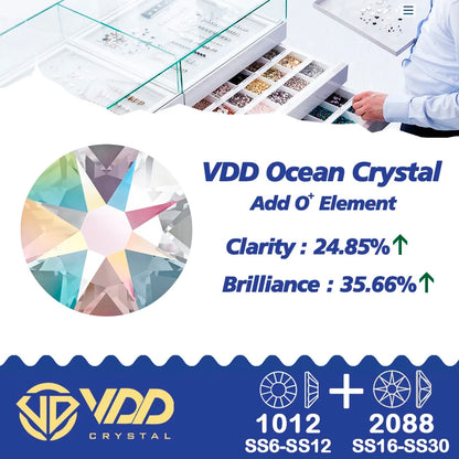 VDD Piedras Preciosas de Cristal Doradas de Fondo Plano – 2088 Cristales de Strass para Arte de Uñas, Manualidades y Decoraciones DIY