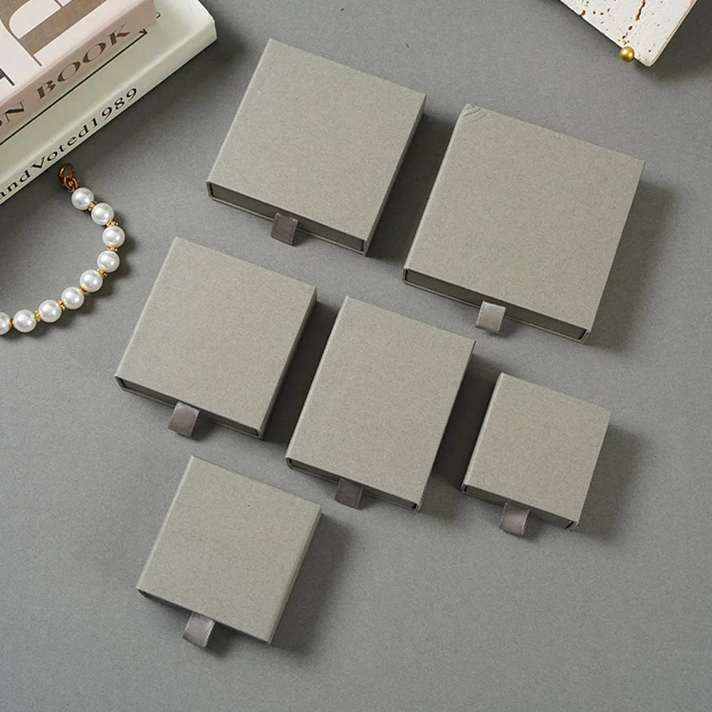 10 Cajas de regalo de joyería de papel para anillos, pendientes, collares, pulseras y empaques de recuerdos de boda