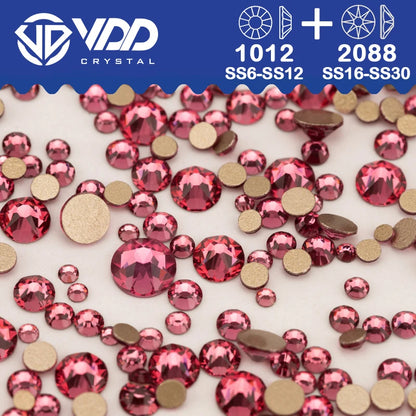VDD Piedras Preciosas de Cristal Doradas de Fondo Plano – 2088 Cristales de Strass para Arte de Uñas, Manualidades y Decoraciones DIY