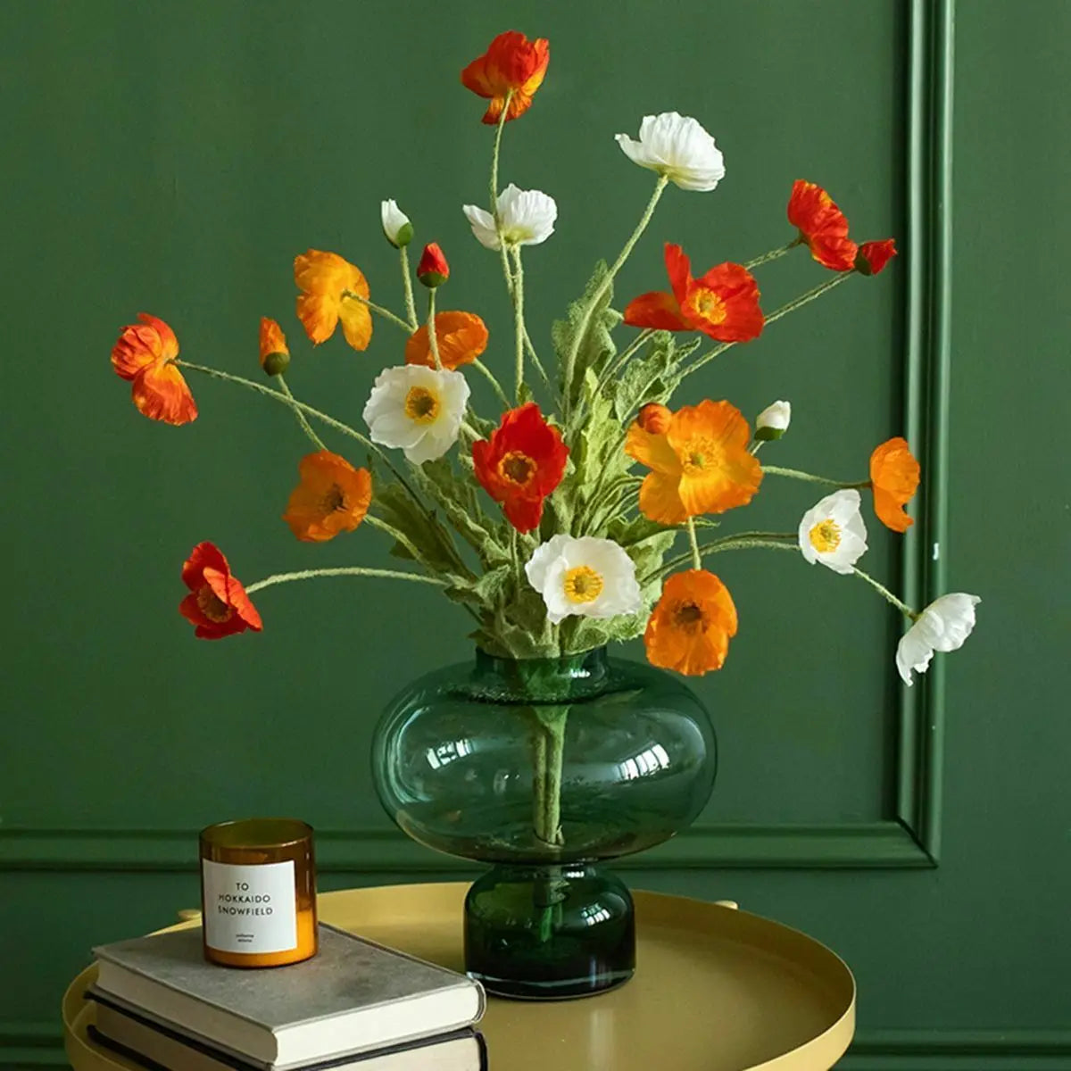 4 Heads Artificial Poppy Bouquet – Realistic Faux Flowers for Home Décor, Garden, Wedding Decoration, Party Arrangements & DIY Floral Projects