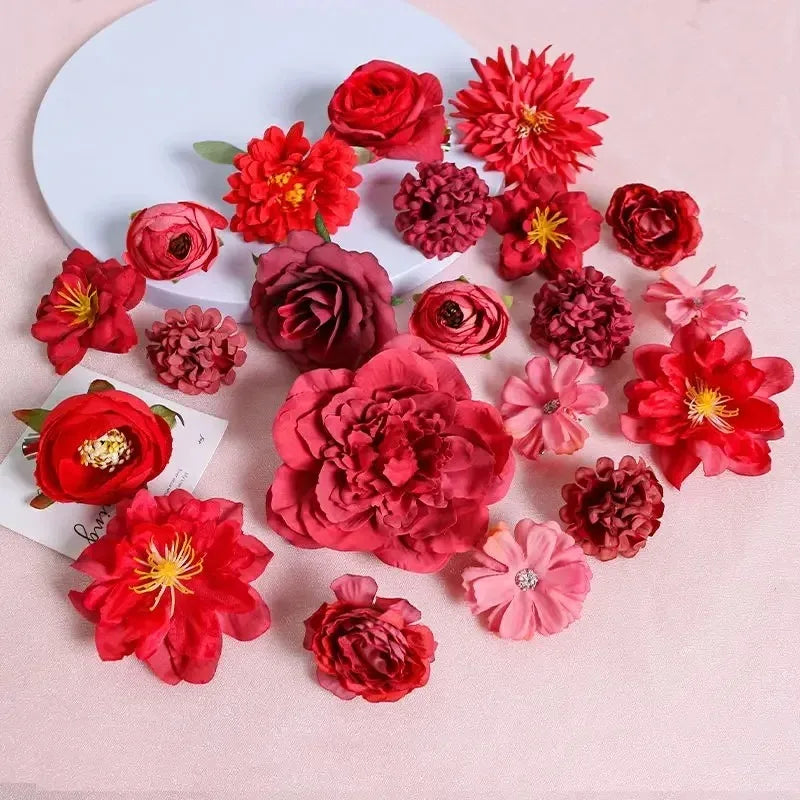 Lot de fleurs de roses artificielles en soie – 3/21 roses artificielles pour bouquets DIY, mariages et décoration intérieure