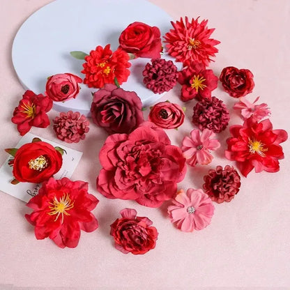 Lot de fleurs de roses artificielles en soie – 3/21 roses artificielles pour bouquets DIY, mariages et décoration intérieure