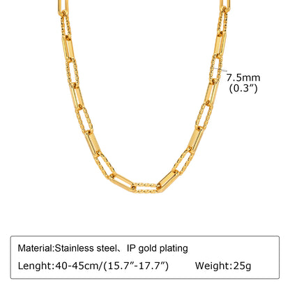 18K Gold Plated Stainless Steel Paperclip Chain Bracelet – Adjustable Twist Link Chunky Stackable Bracelet for Women