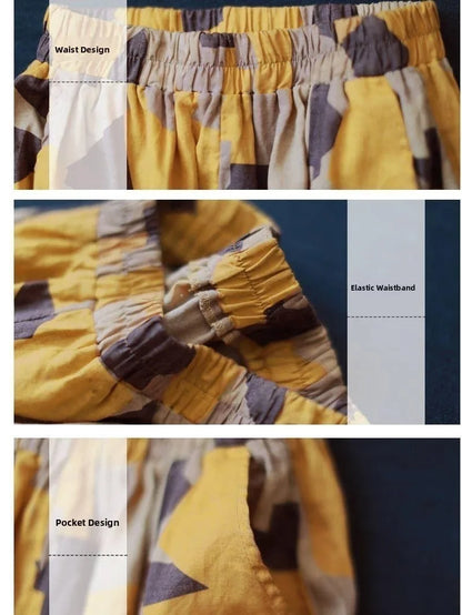 Pantalones Harlan de Verano para Mujer de Lino y Algodón, de Cintura Alta, Sueltos, Delgados, Estampados, Informales, tipo Farol, de Nueve Puntos con Bolsillos