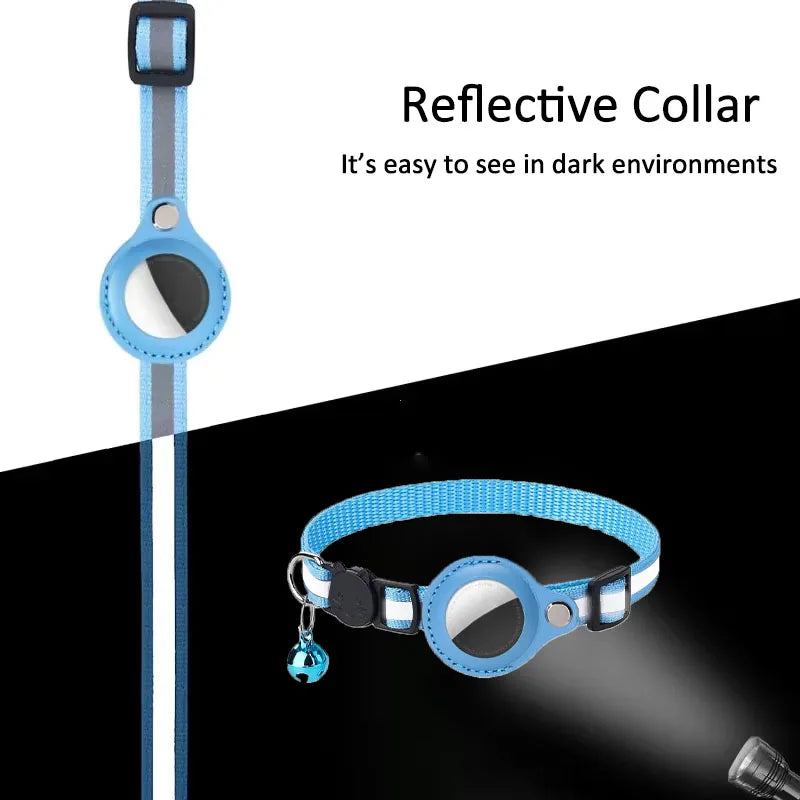 AirTag Pet Collar Case – Protective Tracker Holder with Reflective Collar & Bell for Cats and Small Dogs
