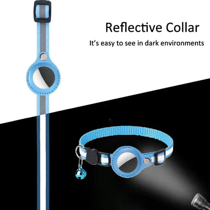 AirTag Pet Collar Case – Protective Tracker Holder with Reflective Collar & Bell for Cats and Small Dogs
