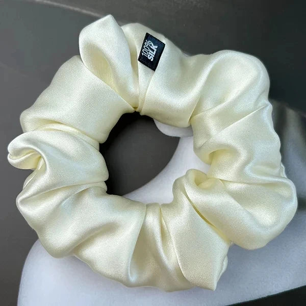 Goma para el pelo 100% seda Mulberry – 19 Momme, elástico grande para mujeres y niñas | Accesorio de lujo de seda para coleta