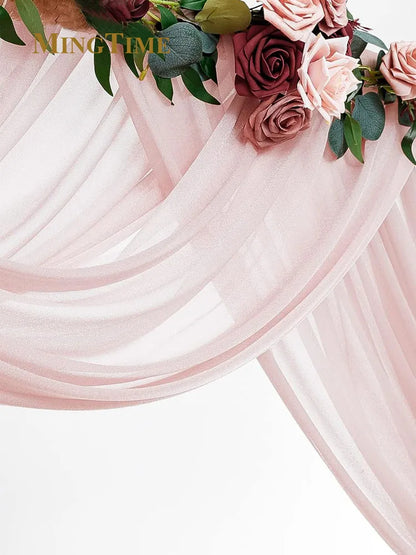 Blush Pink Chiffon Wedding Arch Drape – 6M/10M Sheer Fabric Curtain for Ceremony & Party Backdrops