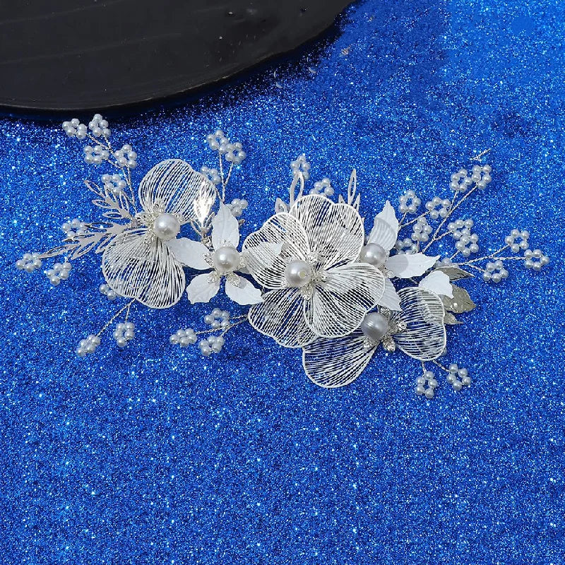 Vintage Gold Floral Bridal Headband with Pearls – Fairy Wedding Tiara for Brides, Prom & Special Occasions